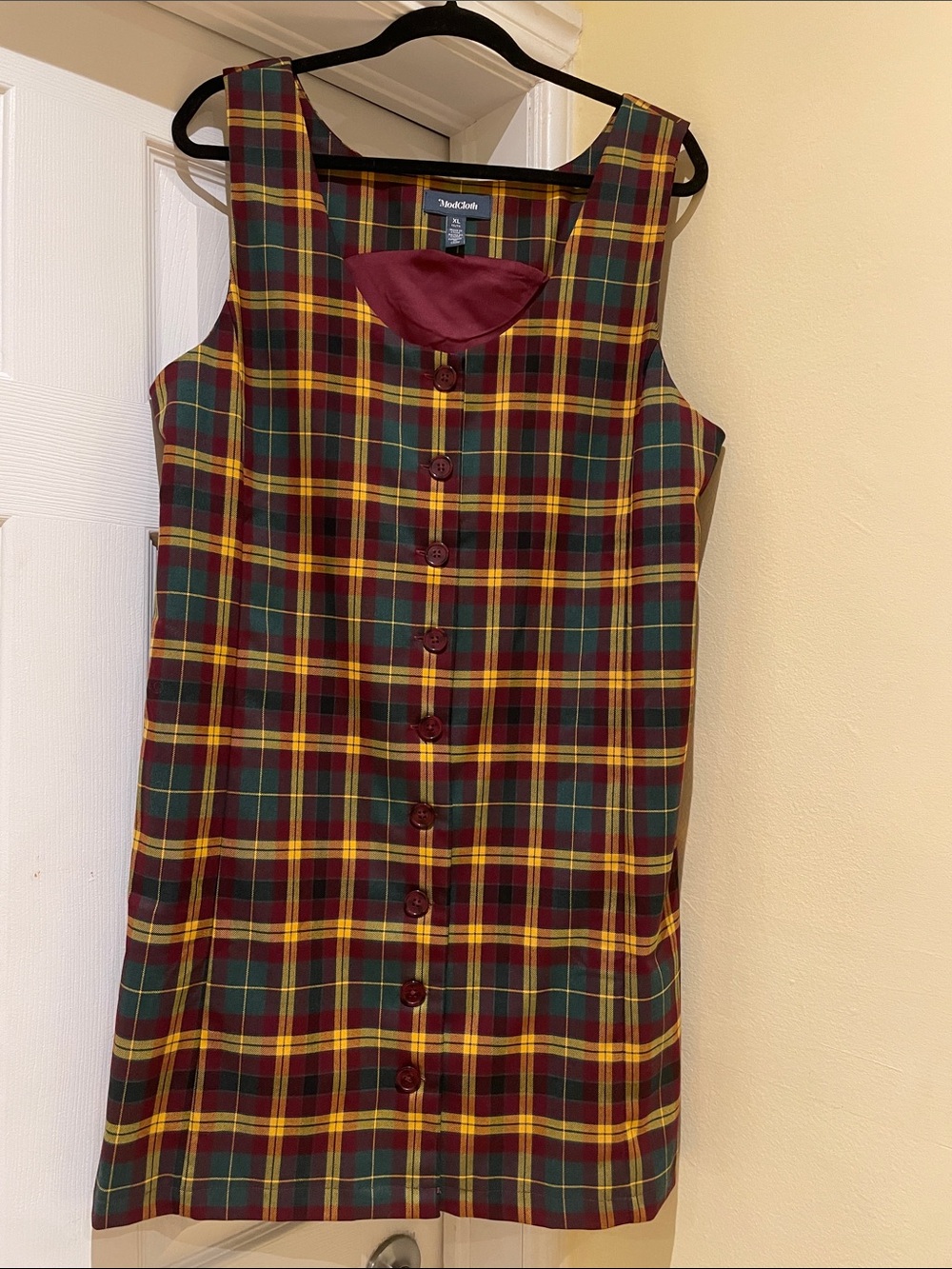 Modcloth Tartan Plaid Pinafore Dress Dark academia Preppy 90s Grunge XL